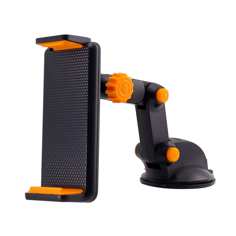 Clip Long Neck Tablet Windshield and Dashboard Car Mount Holder C058 (Black Orange)